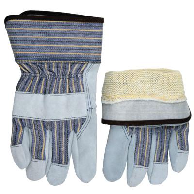 MCR Safety DuPont Kevlar Lined Gloves, Large, Blue/Yellow/Black Striped Fabric/Gray Leather, 1400KL