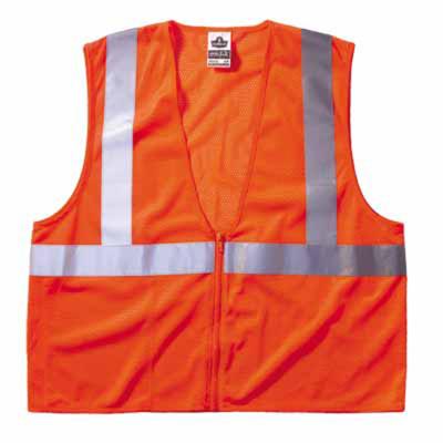 Ergodyne GloWear 8210Z Class 2 Economy Vests with Pocket, Zipper Closure, 2XL/3XL, Orange, 21047