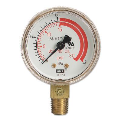 Western Enterprises 2 1/2 in Regulator Gauge, G-25-200W, 200 PSIG, 1/4 in (NPT), G-25-200W