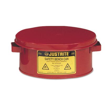 Justrite Bench Cans, Hazardous Liquid Cleaning Can, 1 gal, Red, 10375