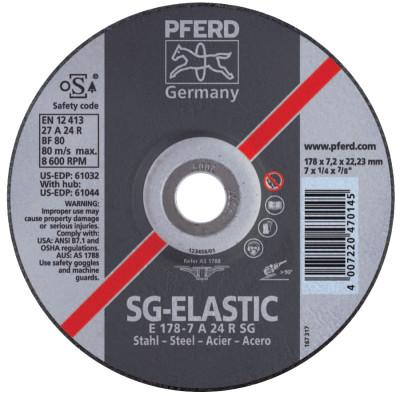 Pferd Depressed Center Grinding Wheel, 5 in Dia, 1/4 in Thick, 7/8 Arbor, 30 Grit, 61604