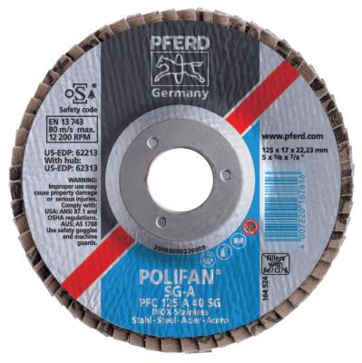 Pferd Type 29 POLIFAN SG Flap Discs, 5", 60 Grit, 5/8 Arbor, Aluminum Oxide A-Cool, 62245