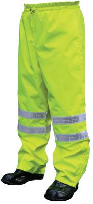 MCR Safety Pro Grade Rain Pants, Polyester/Polyurethane, Hi-Viz Lime, 4X-Large, 598RPWX4