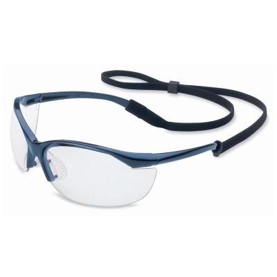 North by Honeywell Vapor Eyewear, Clear Lens, Polycarbonate, Fog-Ban Anti-Fog, Metallic Blue Frame, 11150905