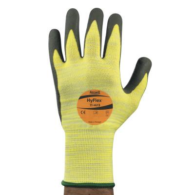 Ansell Hyflex Gloves with High Visibility, Yellow/Black, Size 10, 124124