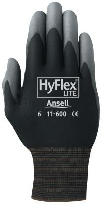 Ansell HyFlex® 11-600 Palm-Coated Gloves, Size 7, Black, 11-600-7-BK