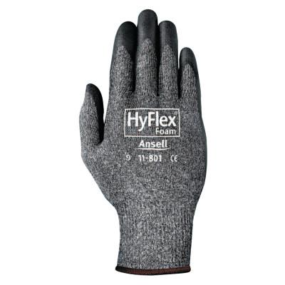 Ansell HyFlex® Foam Gray™ Gloves, 11, Black/Gray, Nitrile Foam Palm Coated, 11-801-11