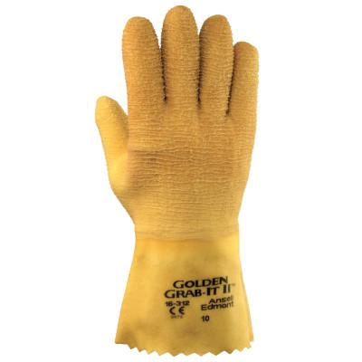 Ansell Golden Grab-It® Gloves, Size 10, Gray/Yellow, Fully Coated, 16-312-10