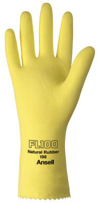 Ansell Unsupported Latex Gloves, 10, Natural Latex, Flock Lined, Yellow, 185752
