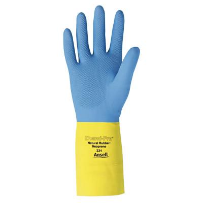 Ansell Chemi-Pro Unsupported Neoprene Gloves, Yellow/Blue, Size 10, 87-224-10