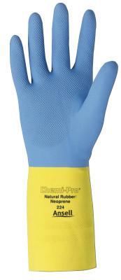 Ansell Chemi-Pro Unsupported Neoprene Gloves, Yellow/Blue, Size 9, 87-224-9