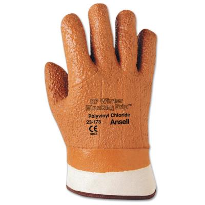 Ansell Vinyl Gloves, Raised Finish, 10, Orange, 104723