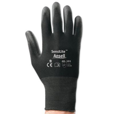 Ansell Sensilite Gloves, 9, Black, 48-101-9