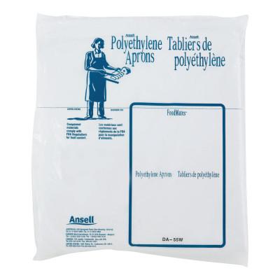 Ansell Disposable Polyethylene Aprons, 28 in X 55 in, Polyethylene, White, 56-210-28X55