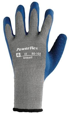 Ansell PowerFlex Gloves, 6, Blue/Gray, 80-100-6