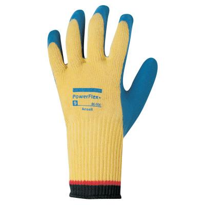 Ansell PowerFlex Plus Gloves, Size 8, Yellow/Blue, 80-600-8