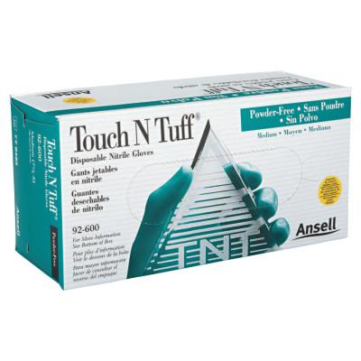 Ansell Touch N Tuff Disposable Gloves, Powder Free, Nitrile, 4 mil, 7.5 - 8, Green, 105078