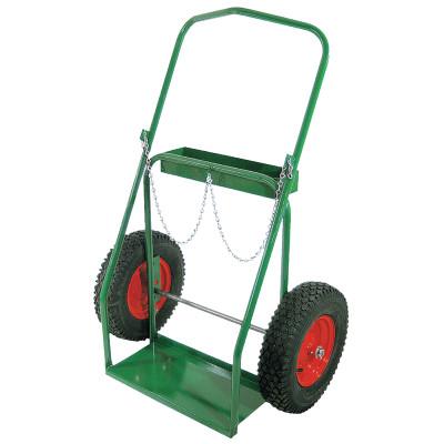 Anthony Low-Rail Frame Dual-Cylinder Carts, Holds 9.5" Cylinders, 16" Pneumatic Wheels, 8-16
