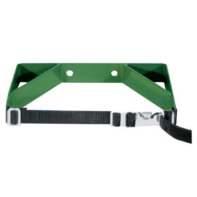 Anthony Cylinder Wall Brackets, Single with Strap, Steel, 7 in to 9 1/2 in, Green, WB100