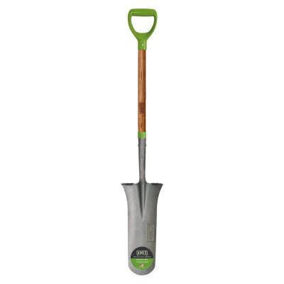 The AMES Companies, Inc. Comfort Step Drain Spade, 16 in L x 7.75 in W blade, Round Point, 24 in American Hardwood D-Grip Handle, 2540700