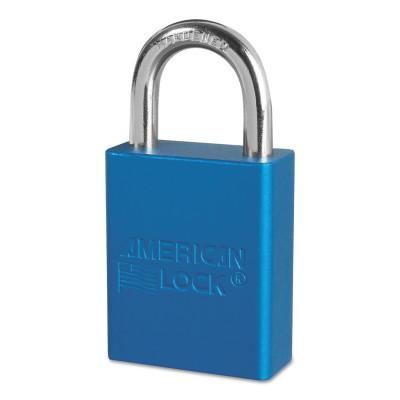 American Lock® Solid Aluminum Padlocks, 1/4 in Diam., 1 in L X 3/4 in W, Blue, A1105BLU
