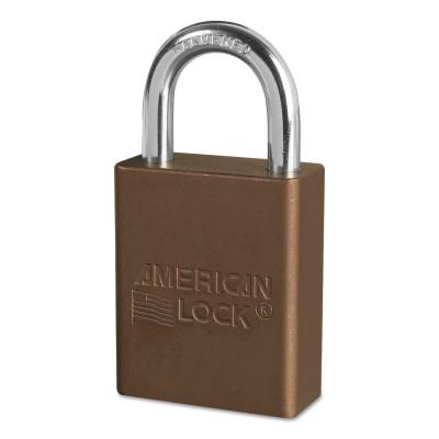 American Lock® Solid Aluminum Padlocks, 1/4 in Diam., 1 in L X 3/4 in W, Brown, A1105BRN