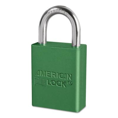 American Lock® Solid Aluminum Padlocks, 1/4 in Diam., 1 in L X 3/4 in W, Green, A1105GRN