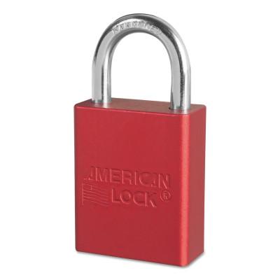 American Lock® Solid Aluminum Padlocks, 1/4 in Diam., 1 in L X 3/4 in W, Red, A1105RED