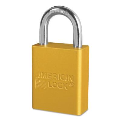American Lock® Solid Aluminum Padlock, 1/4 in Diameter, 1 in L x 3/4 in W, Yellow, A1105YLW