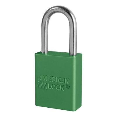 Master Lock® Anodized Aluminum Safety Padlocks, 1/4 in D, 1 1/2 in L x 3/4 in W, Green, A1106NRGRN