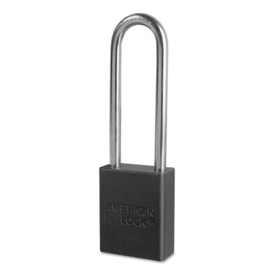 American Lock® Solid Aluminum Padlocks, 1/4 in Diam., 3 in L X 3/4 in W, Black, A1107BLK