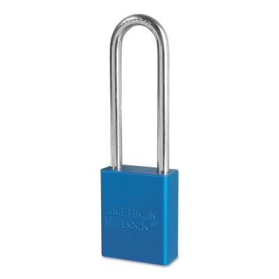 American Lock® Solid Aluminum Padlocks, 1/4 in Diam., 3 in L X 3/4 in W, Blue, A1107BLU
