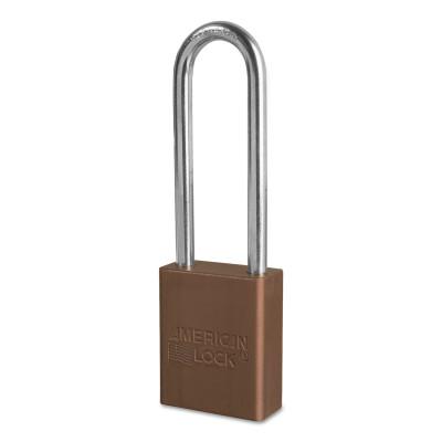 American Lock® Solid Aluminum Padlocks, 1/4 in Diam., 3 in L X 3/4 in W, Brown, A1107BRN