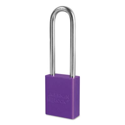 American Lock® Solid Aluminum Padlocks, 1/4 in Diam., 3 in L X 3/4 in W, Purple, A1107PRP