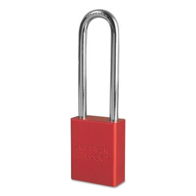 American Lock® Solid Aluminum Padlocks, 1/4 in Diam., 3 in L X 3/4 in W, Red, A1107RED