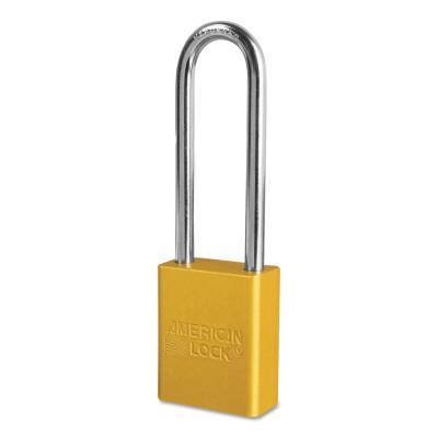 American Lock® Solid Aluminum Padlocks, 1/4 in Diam., 3 in L X 3/4 in W, Yellow, A1107YLW