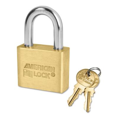 American Lock® Solid Brass Padlocks, 5/16 in Length, 3/4 in, Yellow, Key D244, AL50KA-D244