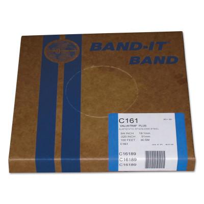 Band-It?? Valustrap Plus Strappings, 3/4 in x 100 ft, 0.02 in Thick, Stainless Steel, C16189