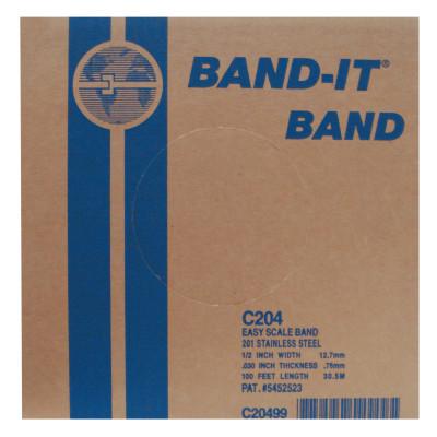 Band-It?? Stainless Steel Band, 1/2 in L x 0.030 in Thick x 100 ft L, SS 201, C20499