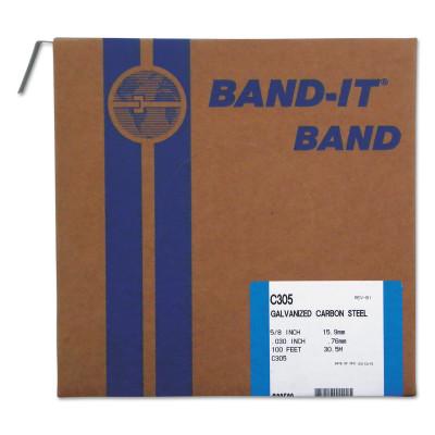 Band-It?? Bands, 5/8 in, 100 ft, 0.03 in, Galvanized Carbon Steel, C30599