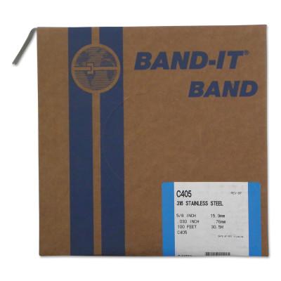 Band-It?? Type 316 Bands, 5/8 in x 100 ft, 0.03 in Thick, Stainless Steel, C40599