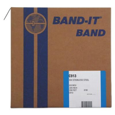 Band-It?? 304/Straps, 3/8 in, 200 ft, 0.02 in, Stainless Steel, C91399