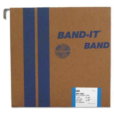 Band-It?? Giant Bands, 1 in x 100 ft, 0.044 in Thick, Stainless Steel, G43199