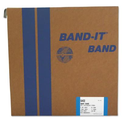 Band-It?? Giant Bands, 1 1/4 in x 100 ft, 0.044 in Thick, Stainless Steel, G43299