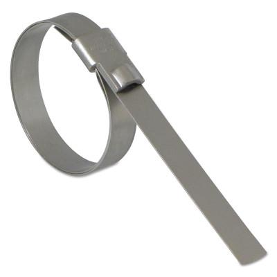 Band-It?? Ultra-Lok Preformed Clamps, 5 in Dia, 3/4 in Wide, Stainless Steel 201, UL2159