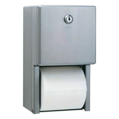 BOBRICK WASHROOM Stainless Steel Two-Roll Tissue Dispenser, 6 1/4w x 6d x 11h, Stainless Steel, 2888