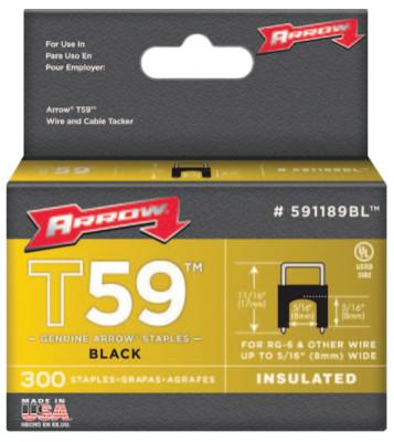 Arrow Fastener T59 Type Staples, 5/16 in L x 5/16 in W, Black, 591189BL