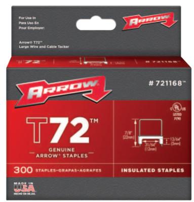Arrow Fastener T72 Type Staples, 13/64 in L x 13/64 in W, 300 per box, 721168