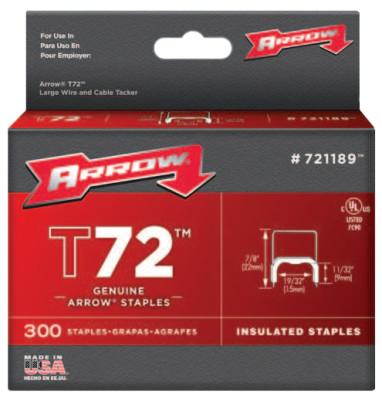 Arrow Fastener T72 Type Staples, 11/32 in L x 19/32 in W, 300 per box, 721189