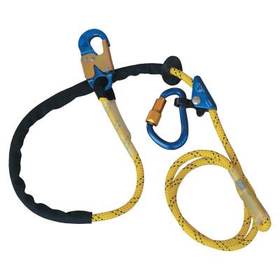 3M™ Pole Climber's Adj Rope Pos Lanyard, 8 ft, Snap Hook, 310lb Cap, Yellow/Blue, 1234071